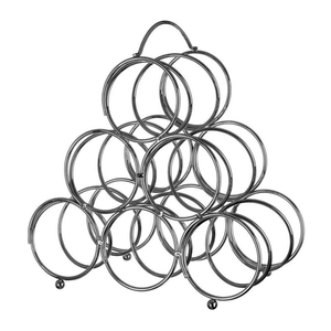 Porte-bouteilles de table en fer forgé avec poignée en bois, style vintage, en treillis métallique, support de rangement et de présentation autoportant - Product Image 4