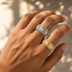 Iced Out Moissanite Wedding <b>Ring</b> Hip Hop Baguette Cut <b>Diamond</b> Cluster Eternity Band Gold Plated Anniversary Party Jewelry - Product Image 3