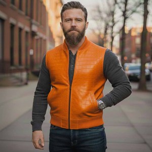 Chaleco de Motocicleta para Hombre, de Cuero Genuino, Transpirable, Resistente al Viento, para Otoño, con Diseño de Trajes - Product Image 2