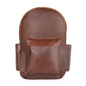 Mochila de poliéster con paneles de diseño vintage, de cuero genuino, duradera, con cierre de cremallera, unisex, para uso diario y viajes, de 20 a 35 litros. - Product Image 1