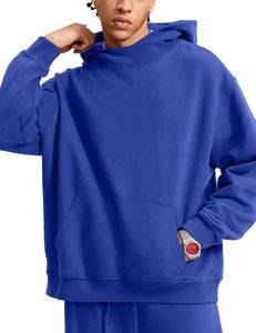 เสื้อสเวตเชิ้ตมีฮู้ดผู้ชาย สีพื้น ผ้าฟลีซ สวมใส่สบาย ทรงโอเวอร์ไซส์ เหมาะสำหรับฤดูใบไม้ร่วง มีกระเป๋า ดีไซน์ผ้าถัก ผ้าฝ้าย - Product Image 5