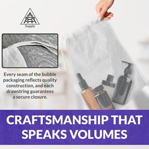 Confezione da 100 sacchetti a bolle in polietilene bianco 12X16 pollici con coulisse elastico con coulisse strato esterno in tessuto Non tessuto PP resistente - Product Image 4