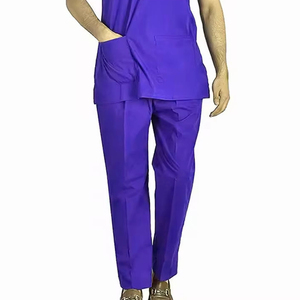 High Quality Men's Medical Scrub Uniform V-Neck Short Sleeve <b>Doctor</b> Nurse Hospital Workwear <b>Sets</b> Solid Color Surgical Suit - Product Image 5