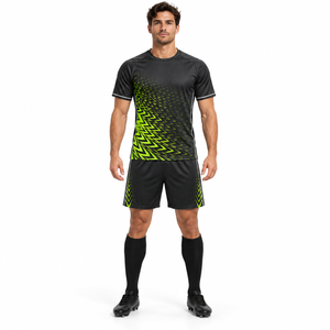 Ensemble maillot et short de football unisexe à motifs éclair, col rond, séchage rapide, écologique, 100 % polyester, kit de football personnalisé OEM pour équipe - Product Image 1