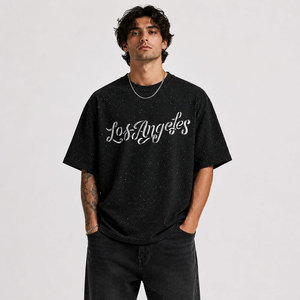 T-shirts à manches courtes en coton 100% lourd, style streetwear vintage américain, avec strass thermocollés, collection RoughPlay Madness, pour l'été - Product Image 5