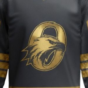 Men Black <b>Gold</b> Sublimated Ice Hockey Printable Polyester V Neck Jersey Long Sleeve Sports <b>Shirt</b> Performance Training Wear - Product Image 5