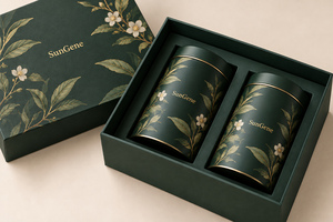 Caja Botánica SunGene Forest Tea con Tapa y Base Rígidas para Dos Latas de Té - Product Image 2