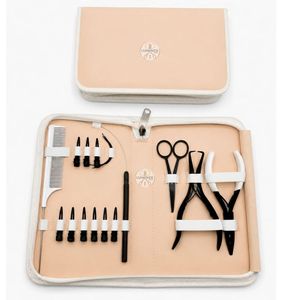 LUMINEX Hair Extension <b>Tools</b> Kit Gold Color Portable With Bead Plier Bond Cutter Thinning Razor <b>Clips</b> Comb - Product Image 6