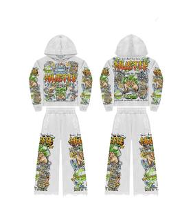 Ensemble de vêtements de sport d'hiver personnalisés TAHAD 2026 : pantalon évasé et sweat à capuche avec imprimé camouflage, strass et fermeture éclair brodée - Product Image 2