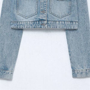 Nouvelle veste en jean tissée unie respirante et élégante pour femme, manches longues, coupe courte, bleu denim, automne 4850 - Product Image 4