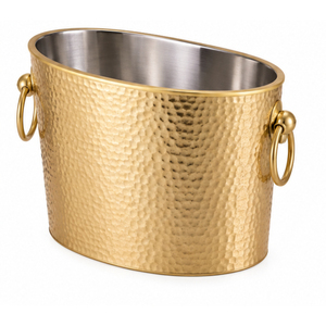 Refroidisseur à vin vintage en acier inoxydable, seau à glace décoratif double paroi pour champagne, motif floral orchidée dorée - Product Image 4
