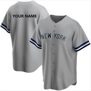 Maillot de baseball New York pour homme, bleu marine, polyester respirant, vêtements de sport pour adultes, col en V, design boutonné - Product Image 4