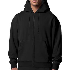 Vente en gros OEM – Nouvelle veste d'hiver oversize pour homme en molleton de coton noir brodé avec fermeture éclair, respirante et écologique - Product Image 2