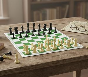 Jeu d'échecs classique en plastique avec plateau vert et blanc et pièces peintes pour jeux d'intérieur - Product Image 6