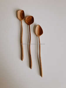Juego de cucharas de madera hechas a mano de primera calidad, utensilios de cocina de madera de acacia, MANGO y teca para cocinar, servir y uso diario - Product Image 3