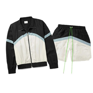 Ensemble court coupe-vent d'hiver personnalisé pour homme, veste de sport zippée, tenue décontractée deux pièces pour l'école, séchage rapide, polyester/coton - Product Image 4