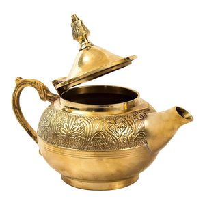 Tetera de latón puro hecha a mano para café indio tradicional y infusiones de hierbas, duradera, con acabado antiguo. - Product Image 2