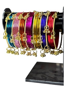 Highest Selling Viral Trendy Multicolor Golden Kashmiri Jhumki <b>Bangles</b> Set Bridal Wedding Party Wear Premium Wholesale Price - Product Image 5