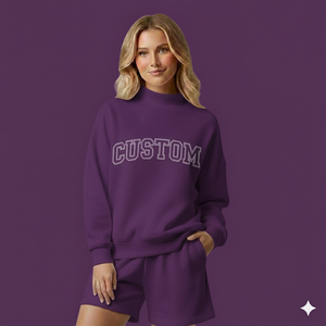 Ensemble col roulé et short pour femme, en coton 100%, tricot doux, impression de logo personnalisée, style streetwear et décontracté - Product Image 2