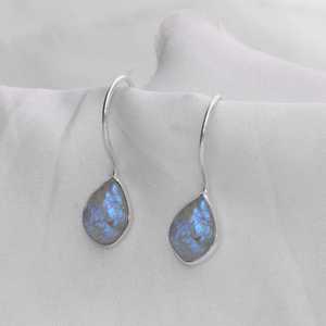 Handmade Raw <b>Aquamarine</b> Dangle <b>Earrings</b> 925 Sterling Silver Natural Gemstone - Product Image 2