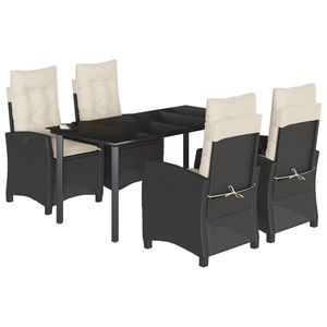 Set da Pranzo da Giardino in Rattan Nero per 4 Persone, Resistente alle Intemperie, Arredamento da Esterno in Stile Contemporaneo - Product Image 2