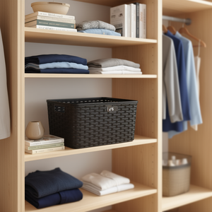 Cesto portaoggetti in plastica marrone 18L 38x28cm CESTA RATTAN N5 - Product Image 2