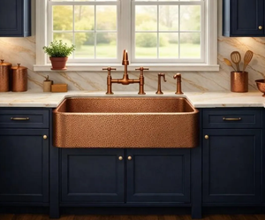 Évier de cuisine moderne de luxe en cuivre massif, fait main, à cuve unique profonde, à encastrer sous plan, pour cuisines et hôtels haut de gamme - Product Image 2