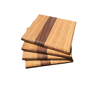 Premium Handcrafted Wooden Coaster Set Eco-Friendly <b>Walnut</b> and Oak Striped Drink Mats for <b>Coffee</b> Tableware for Home Decoration - Product Image 1