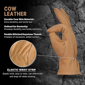 Best Performance Work <b>Gloves</b> for General Work Driving Reinforced Cowhide Grain Leather Palm Patch for Strong Grip Safety <b>Gloves</b> - Product Image 4