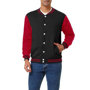 Chaqueta Varsity Personalizada de Cuero Genuino para Hombre, Bordada, con Cuello Alto, Cierre de Botones Cubiertos, Informal, Transpirable, para Invierno, OEM - Product Image 1