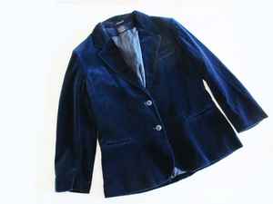 Chaqueta Blazer Vintage de Terciopelo Azul Oscuro para Mujer, Talla M - Product Image 2