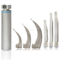 Professional Vet LED Manual Instrument Set Anesthesia Emergency Intubation Laryngoscope 3 Macintosh 3 Miller Blades Medical