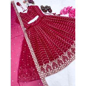 Ensembles pour femmes brodés Lehenga-Choli avec travail de séquence - Product Image 1