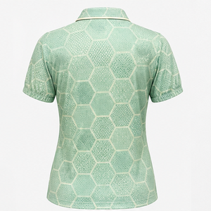 Polo pour femme personnalisé vert menthe à motif nid d'abeille, séchage rapide, respirant, manches courtes, uniforme de golf performant WPS-0711 - Product Image 2