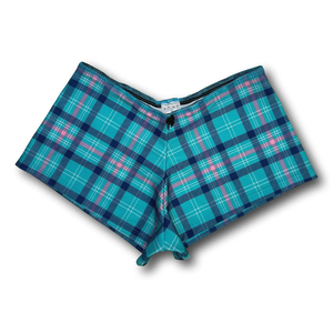 Wholesale Women's Blue Plaid Boxer Shorts Soft Breathable Stretch Cotton Lounge Sleep Shorts Comfortable Underwear OEM ODM Bulk - Product Image 1
