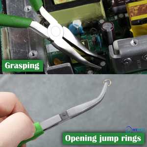 Alicates de punta curva de acero inoxidable de 5 pulgadas con mordazas dentadas para la fabricación de joyas - Product Image 4