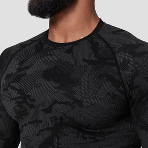 Camiseta Deportiva de Compresión de Manga Larga sin Costuras para Hombre, de Secado Rápido, Spandex/Poliéster, Personalizable, Venta al Por Mayor 2026 - Product Image 4