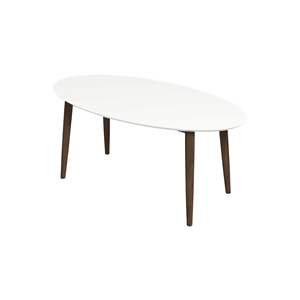 Ada Mid Century Modern Style <b>Solid</b> <b>Wood</b> Dining <b>Table</b> with White Top Oval Design - Product Image 4