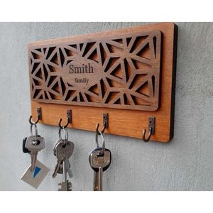 Porta Llaves de Madera Ecológico y Duradero para Decoración de Pared en el Hogar u Oficina, Organizador de Llaves y Correo - Product Image 1