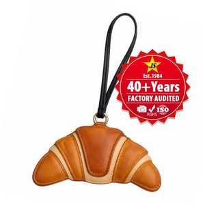 Custom Design Croissant Leather <b>Bag</b> Charm Accessory for Women with Playful Fashion Style - Product Image 1
