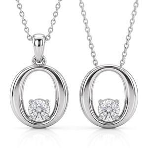 Colgante con inicial de la letra O, diamantes redondos brillantes, cultivados en laboratorio y naturales, joyería de lujo unisex para compromiso. - Product Image 1