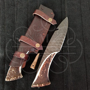 Handmade Damascus Steel Chef Knife with Natural Stag Handle – Razor Sharp <b>Kitchen</b> Knife with Leather Sheath | Custom Logo OEM - Product Image 4