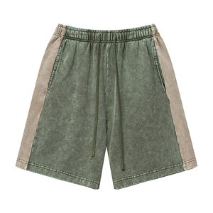 Novedad: Pantalones Cortos de Algodón para Hombre, Estilo Urbano, Lavado Ácido, Ajuste Holgado, Casuales, con Estampado Liso y Cordón Ajustable - Product Image 6