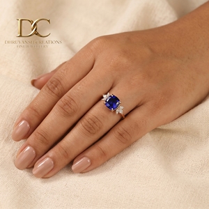Nuevo Anillo de Lujo de Oro Sólido de 14 Quilates con Diamante Cultivado en Laboratorio y Zafiro Azul Real, Joyería Personalizada para Bodas y Fiestas para Mujer - Product Image 5