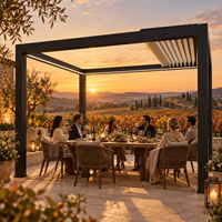 Pergola bioclimatique à toit coulissant en aluminium de qualité commerciale, résistante au vent, pour restaurant, terrasse extérieure