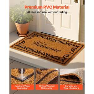 Paillasson d'entrée extérieur tout temps 29.5 "x 17" Tapis de porte avant en fibre de coco antidérapant à profil bas Support facile à nettoyer pour garage - Product Image 4