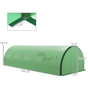 "24.6FT X 10FT X 6.6FT Walk-in Greenhouse with Tempered Glass and Steel <b>Frame</b> for <b>Planting</b> and Hydroponic Grow" - Product Image 3