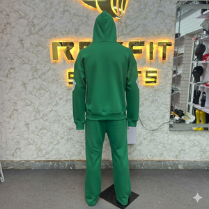 Rhino Fitness Herren Herbst Übergrößen Blauer Kapuzen-Trainingsanzug Set Locker Sitzend Leichtgewichtig Streetwear Vollständige Länge Baumwoll-Sweatshirt und Hose - Product Image 6