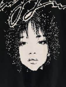 Sweat-shirt à capuche oversize ZEYN INDUSTRY, imprimé pailleté, motif visage en strass, unisexe, streetwear, automne, noir, coton, français - Product Image 6