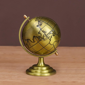 Globe terrestre décoratif en laiton sur socle, finition dorée, globe de bureau vintage, décoration de luxe pour bureau, salle d'étude, maison, objet de collection, cadeau de voyage - Product Image 3